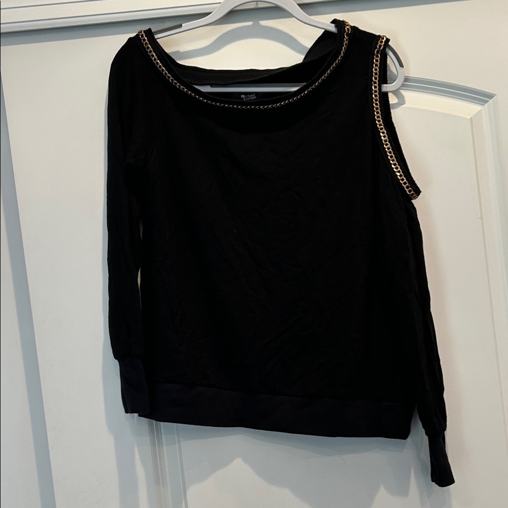 Michael Lauren Black Chain-Accent Sweatshirt